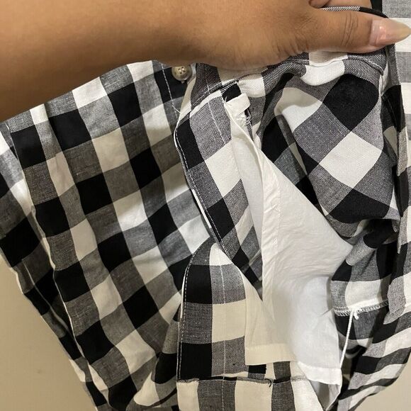 Loft Oversized Petite Black White Gingham Button V-Neck Dress NWT Size 14 Picnic - Picture 6 of 9